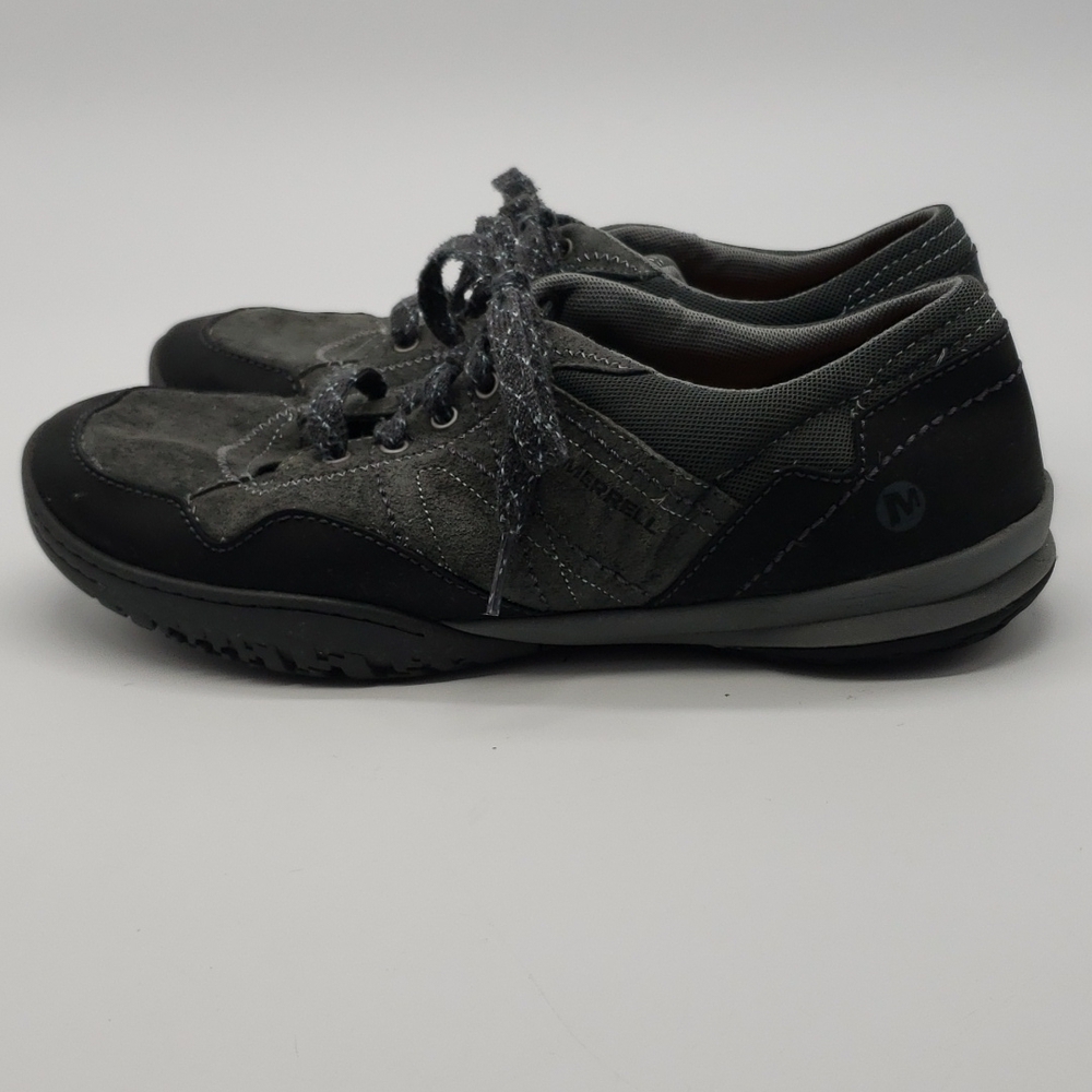 𝅺MERRELL women US 10 grey shoes Granite 1811002 leather textile lace up footwear